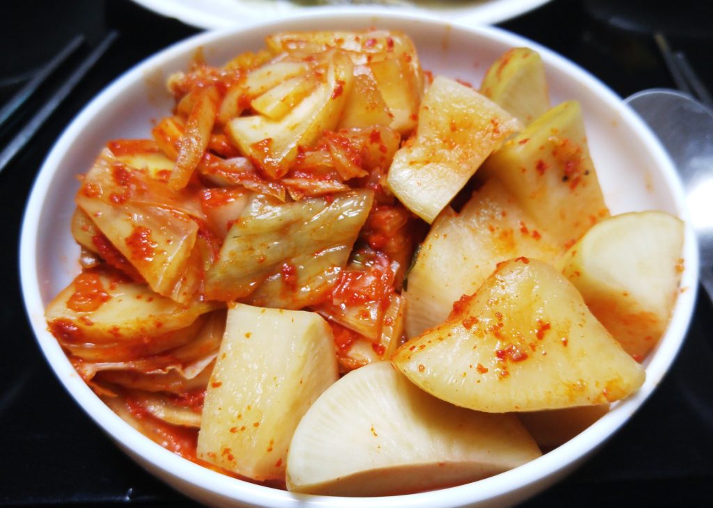 Kimchi is a delicious fermented topping or side that will aid in digestion and meal flavor