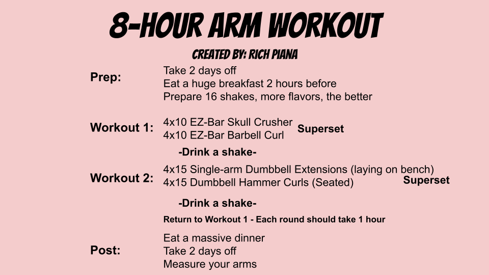 8-hour arm workout infographic